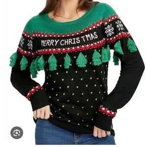 Tipsy Elves Women's Christmas Sweater Tree Tassel Size Medium